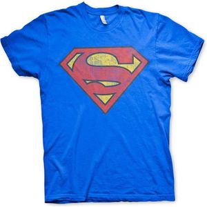 DC Comics Superman Heren Tshirt -2XL- Washed Shield Blauw