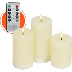 Led kaarsen set van 3 - Echte Wax - 3D vlam - Gratis Afstandsbediening - Vlamloze veilige kaars - batterij - Brandveilig - Flameless candle - Kindveilig - Realistische vlam - Decoratie - Kerst - Tijdstimer - Realistisch