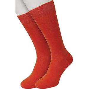 Bonnie Doon Basic Sokken Heren Oranje maat 40/46 - 2 paar - Basis Katoenen Sok - Gladde Naden - Brede Boord - Uitstekend Draagcomfort - Perfecte Pasvorm - 2-pack - Multipack - Effen - Orange - OL6324012.305