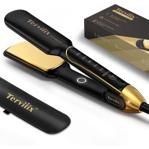 Terviiix Stijltang 45 mm, AKT keramische stijltang, anti-knellend drijvend coating-design, instelbare temperatuur, 15 seconden snel opwarmen, dubbele spanning, automatische uitschakeling
