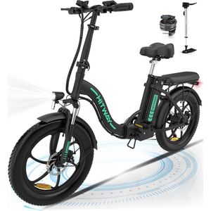 Hitway Elektrische Fiets | Opvouwbare E-bike | 250W Motor | 20 Inch Fat Tire | 11,2Ah | Zwart/Groen