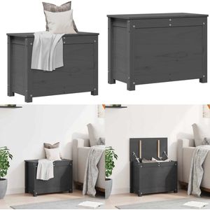 vidaXL Opbergbox grijs 60x32x45,5 cm massief grenenhout - Opbergbox - Opbergboxen - Gereedschapskist - Opbergkist