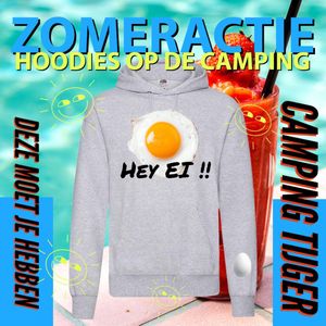 Hoodie camping - Grappige Hoodie Hey ei - Hoodie lichtgrijs - Maat S