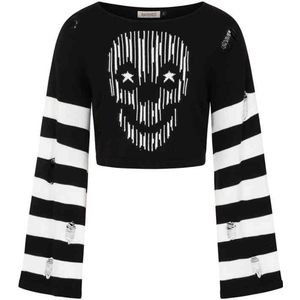 Banned - Vespera Knitted Gebreide trui - XL - Zwart/Wit