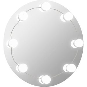 vidaXL - Wandspiegel - met - LED-lampen - rond - glas