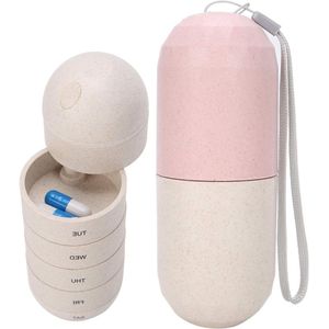 Allecto Plus - Pillendoosje 7 dagen, schattige cilindervormige pillencontainer, wekelijkse capsulevormige medicijnendoos, mini draagbaar pillendoosje opbergdoos voor pillen en vitamines
