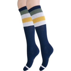 Kniekous - Rib - Gestreept - Marineblauw - Maat 27-30