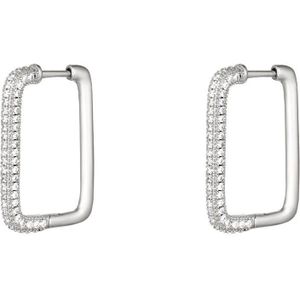 Yehwang Oorhanger ovaal hoop zilver/wit zirkonia 0289506-118