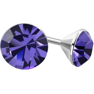 Aramat Jewels - Ronde Oorbellen - Violet Kristal - Roestvrij Staal - Elegante Sieraden - 3mm - Luxe Accessoire - Dames - Cadeau - Verjaardag - Feestelijk - Meisje - Lila - Mini