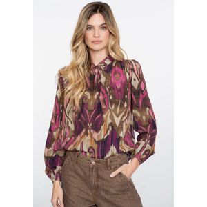 Geisha - 53649-20 - Dames Shirt - Camel/Pink - Lange Mouwen