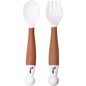 Bo Jungle - Buigbaar Kinderbestek - Vork en lepel - Leren eten met bestek - Bendable Spoon & Fork Terracotta