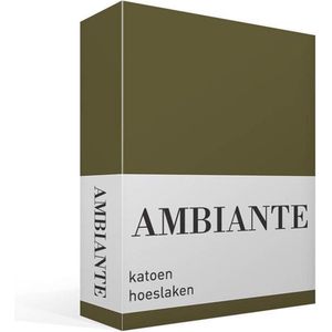Ambiante Cotton Uni Hoeslaken - Lits-jumeaux - 160x210/220 cm - Olive Green