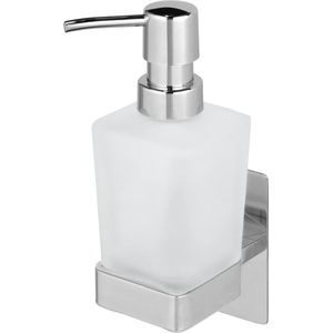 Genova Shine Zeepdispenser - Vloeibare Zeep - Roestvrij Staal - Gesatineerd Glas - 200 ml - Turbo-Loc - Zonder Boren - 62 x 197 x 9 cm
