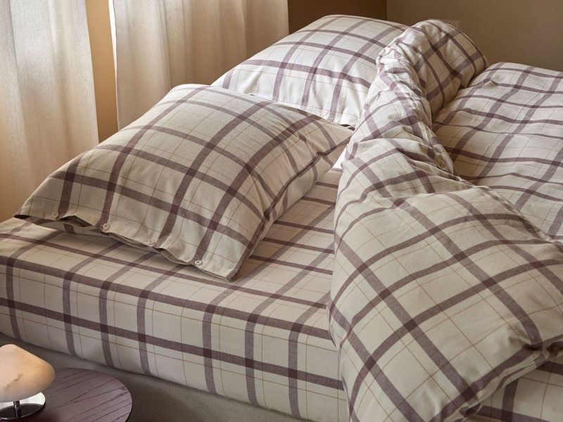 Yumeko - Hoeslaken - Mauve Check - 160x200x30 - Biologisch & Ecologisch