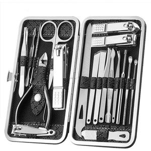 QuickFixed 19-Delige Professioneel Manicure Set & Pedicureset - Reisset - Manicuresets - Manicure Etui - Pedicuresets - Pedicure set - Met Nagelvijl & Nageltang - Huidverzorging - Zwart