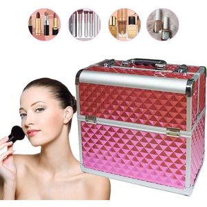 Luxe Make up Koffer - Make up Set - Make up Koffer Meisjes en Vrouwen - Organizer - Roze Diamanten