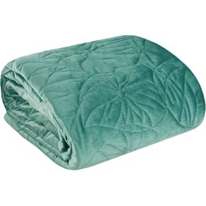 Oneiro’s luxe SALVIA Type 1 Beddensprei Turquoise - 280x260 cm – bedsprei 2 persoons - beige – beddengoed – slaapkamer – spreien – dekens – wonen – slapen