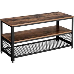 Berkatmarkt - Televisietafel voor tv's tot 43 inch, industrieel design, console, lowboard, woonkamertafel met metalen frame, houtnerf, woonkamer, vintage, donkerbruin, LTV40BX