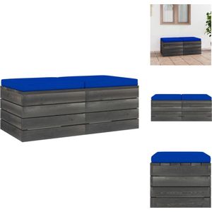 vidaXL Tuinhocker - Palletkussens - Massief grenenhout - Set van 2 - Blauw - Tuinbank