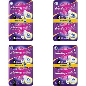Always Platinum Secure night - Maat 4 - Voordeelverpakking 4 x 14 stuks - Maandverband Met Vleugels