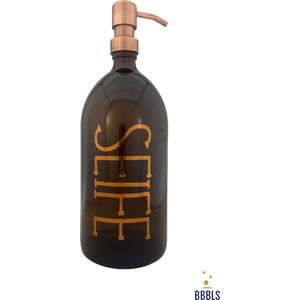 BBBLS Design Dispenser Giftset ""Savon Vaisselle"" | Transparant Glas | 1 liter | RVS / Metaal Pomp Zwart | Zeeppomp | Zeepdispenser | Zeephouder