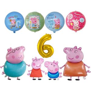 Peppa Pig family ballon set - 70x45cm - Folie Ballon - Peppa pig - George Pig - Papa Pig - Mam Pig - Themafeest - 6 jaar - Verjaardag - Ballonnen - Versiering - Helium ballon