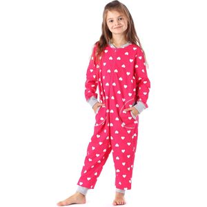 Merry Style - MS-MS10-186-PJ - Kinder Pyjama - Rosa Herzen Melange - Lange Mouwen - Lange Broek met Zakken - Katoen