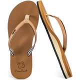 Slippers Dames - Sandalen - Bruin - Maat 36 - Comfeet