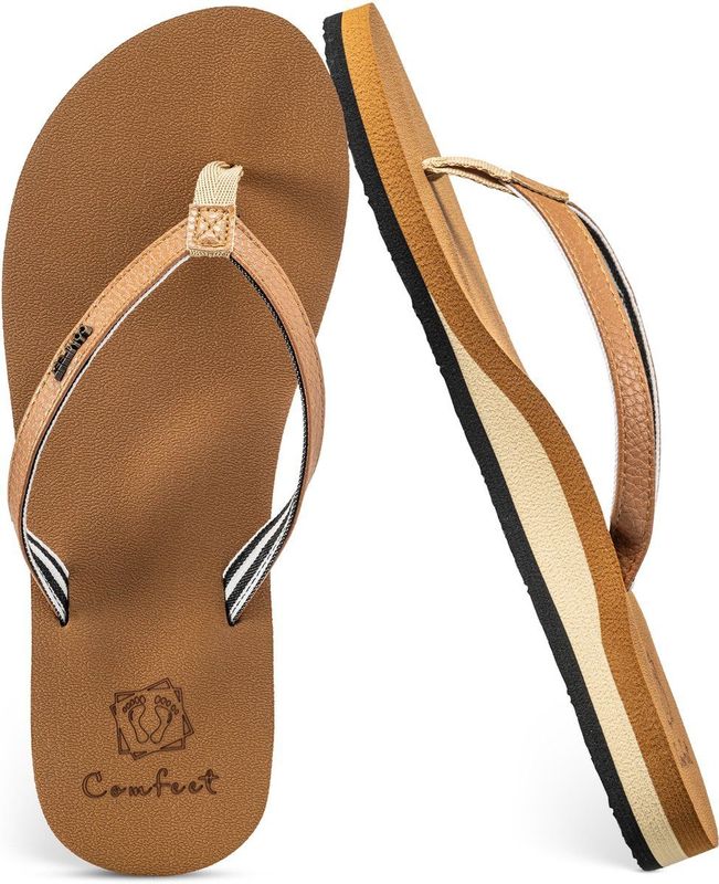 Slippers Dames - Sandalen - Bruin - Maat 36 - Comfeet