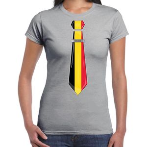 Bellatio Decorations Verkleed shirt voor dames - stropdas Belgie - grijs - supporter - themafeest M