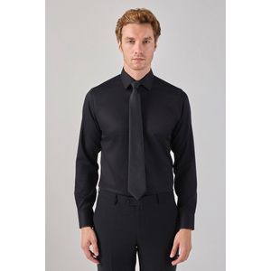 OVERHEMD NON IRON SATIN 25-002 BLACK