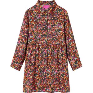 vidaXL-Kinderjurk-met-lange-mouwen-bloemenprint-104-meerkleurig