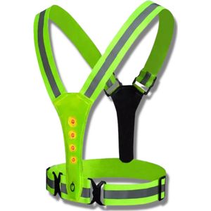 Flex Healthy hardloopvest met verlichting- hoge kwaliteit met USB oplader- LED verlichting sporten in het donker-veiligheid vest- sportverlichting- geschikt voor hardlopen/sporten/wandelen- one size- hardloopvest geel- LED reflecterende hardloopvest