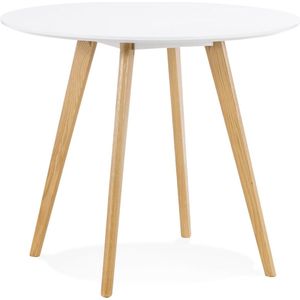 Alterego Witte ronde keukentafel 'MIDY' in Scandinavische stijl - ø 90 cm