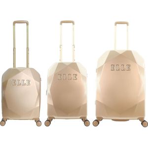 ELLE Kofferset 3 Delig - Reiskoffer Set - Harde Kofferset - Trolleyset - Diamond- Taupe