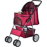 Hondenbuggy met 4 wielen 73x46x100 cm max. 15 kg rood