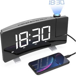 J&D supplies Digitale Wekkerradio inclusief Adapter - Digitale LED klok - Digitale Wekker - Kinderwekker - Wekkerradio kinderen - Wekker met Projectie - Klokradio