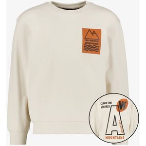 Unsigned jongens sweater met backprint beige - Maat 134/140