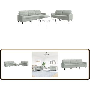 vidaXL Loungeset 3-delig - Fluweel - Lichtgrijs Lounge Set - Bankstellen - Velours Bank - Grijze Bank - 2 Persoons Bank