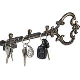 Relaxdays sleutelrekje vintage - sleutel organizer - sleutelvorm - sleutelrek 3 haken - bronzen