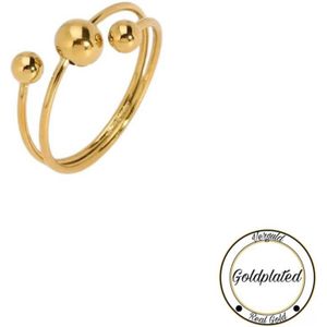 Soraro Dubbele Druppel Ring | Goldplated | Goudkleurig | Elegante Ring | Drop | Dames Ring | Klemring | Vrouwen Cadeau