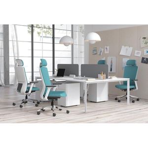 Workēa Bureaustoel - Met hoofdsteun - Stof - Blauw - VOLTI L 67 cm x H 119 cm x D 62 cm
