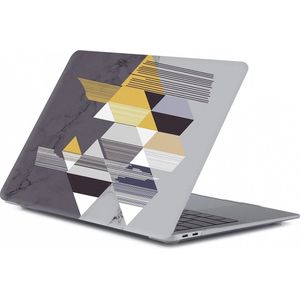 Laptophoes - Geschikt voor MacBook Pro 13 inch Hoes Case - A2251, A2289 (2020) - Print Blokjes Goud Grijs