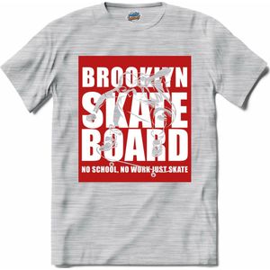 No School , No Work. Just Skate | Skaten - Skateboard - T-Shirt - Unisex - Donker Grijs - Gemêleerd - Maat XL
