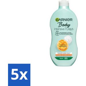 5 x Garnier - Body - Bodylotion - Intensive 7 Days - Verzorgend - Mango-extract & Probiotica - 400 ml - Bodylotion - Droge Huid - Mango Extract - Probiotica - Hydratatie