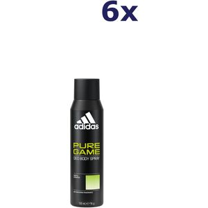 6x Adidas Deodorant Spray 150ml Pure Game