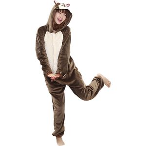 Eekhoorn Onesie Pak Kostuum Outfit Huispak Jumpsuit Verkleedpak - Verkleedkleding - Halloween & Carnaval - SnugSquad - Kinderen & Volwassenen - Unisex - Maat S voor Lichaamslengte (141 - 155 cm)
