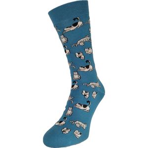 Bonnie Doon Cute Cats Sock Heren Sokken met Schattige Katten Arctic Blauw maat 40/46 - Gladde Teennaad - Katoen - Word Je Vrolijk en Happy van - Cadeau sokken - Kat - Zachte Voorgewassen Katoen - OEKO-TEX gecerificeerd - Arctic Blue - BT992143.499
