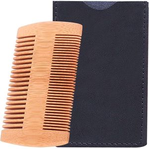 Green Glow - Dubbelzijdige baardkam van hout voor het stylen onderweg, antistatisch, geschikt voor oliën