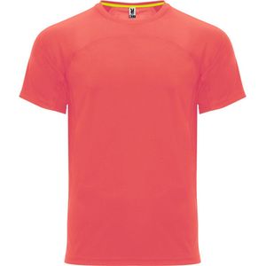 Fluor Koraal 3 Pack unisex snel drogend Premium sportshirt korte mouwen 'Monaco' merk Roly maat S